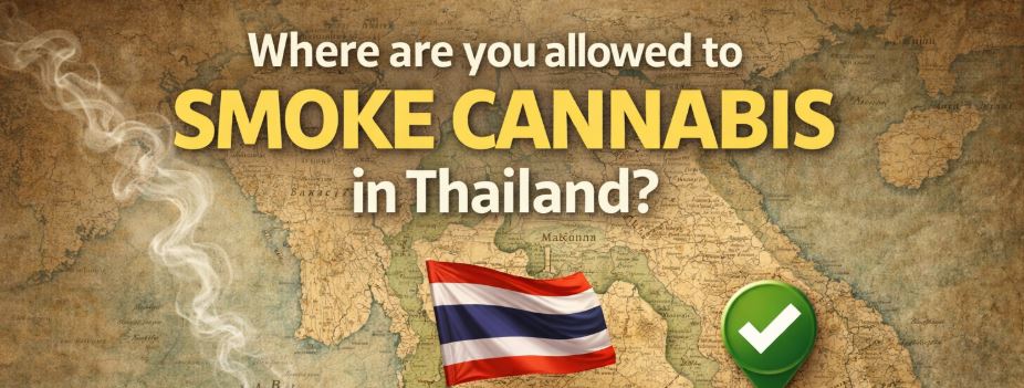Map of Thailand highlighting where cannabis smoking is permitted